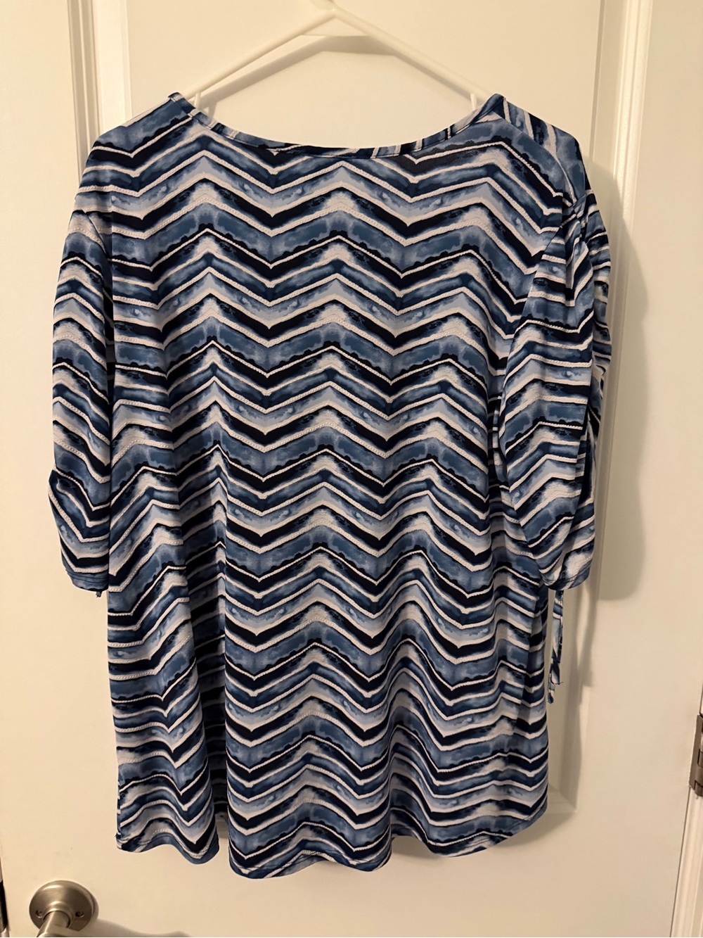 Sami & Jo Blue Chevron Boatneck Top, Sz 1X